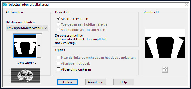 Selecties - Selectie laden/opslaan - Selectie laden uit alfakanaal : Sélection #2