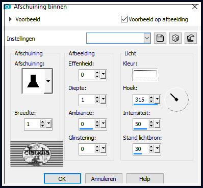 Effecten - 3D-Effecten - Afschuining binnen