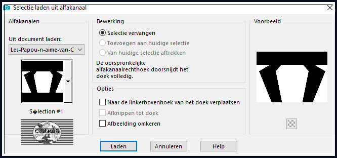 Selecties - Selectie laden/opslaan - Selectie laden uit alfkanaal : Sélection #1