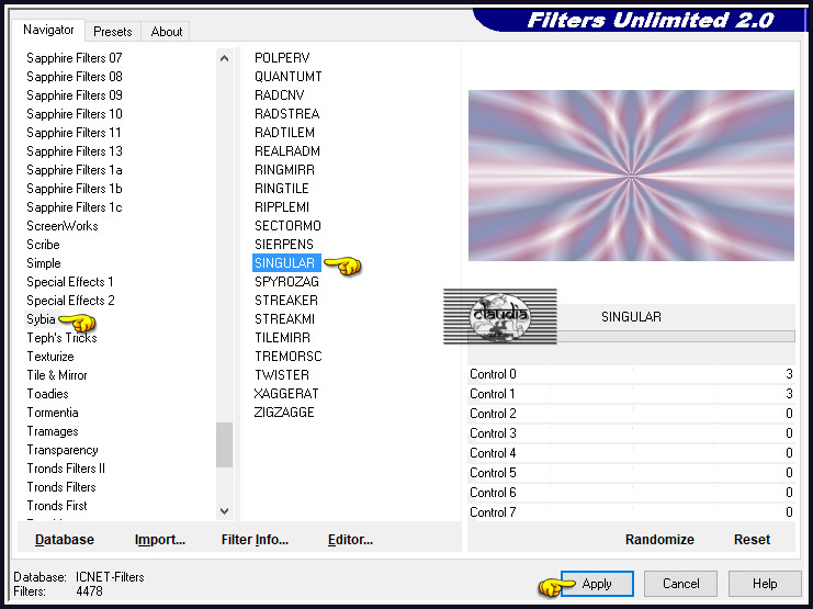 Effecten - Insteekfilters - <I.C.NET Software> - Filters Unlimited 2.0 - Sybia - SINGULAR