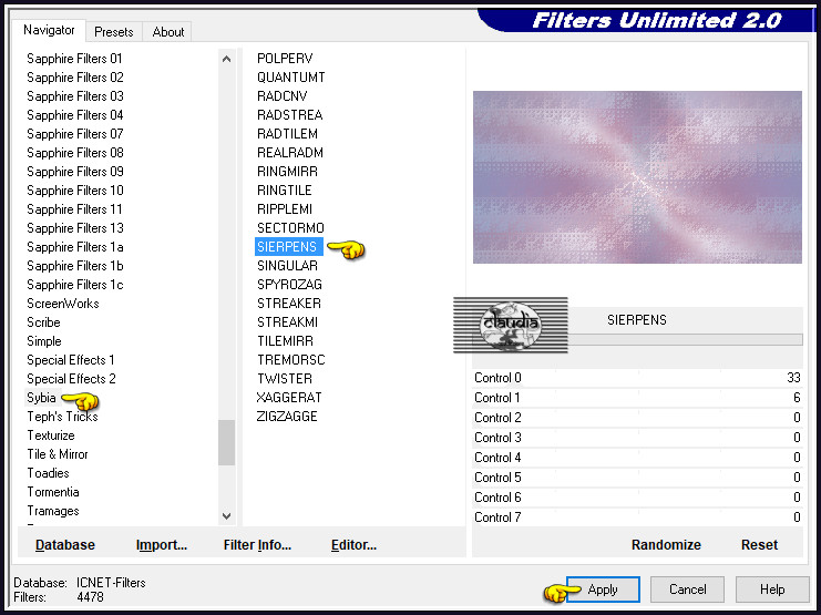 Effecten - Insteekfilters - <I.C.NET Software> - Filters Unlimited 2.0 - Sybia - SIERPENS