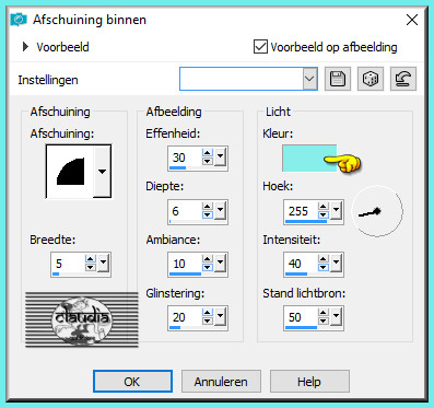 Effecten - 3D-Effecten - Afschuining binnen