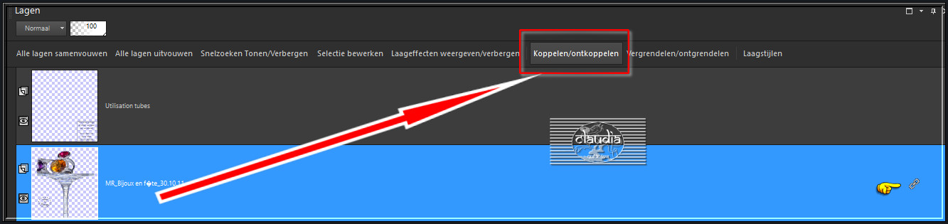 Hier vind je de functie mocht je de schakel niet vinden 