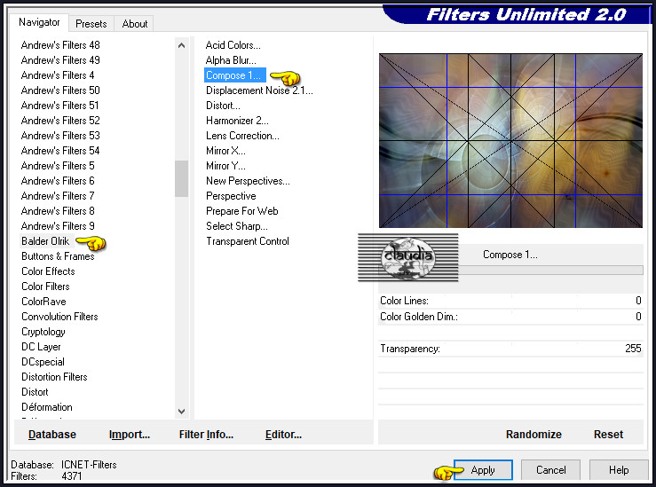 Effecten - Insteekfilters - <I.C.NET Software> - Filters Unlimited 2.0 - Balder Olrik - Compose 1