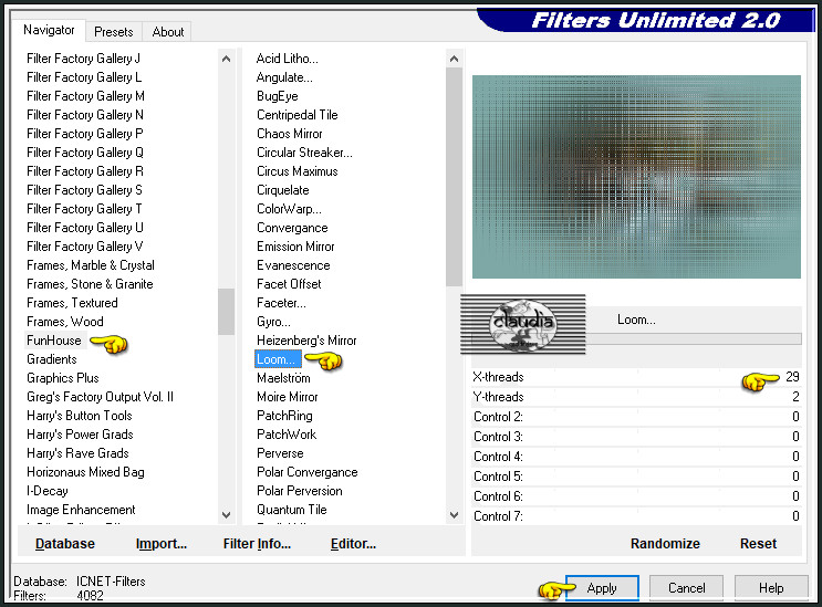 Effecten - Insteekfilters - <I.C.NET Software> - Filters Unlimited 2.0 - FunHouse - Loom 