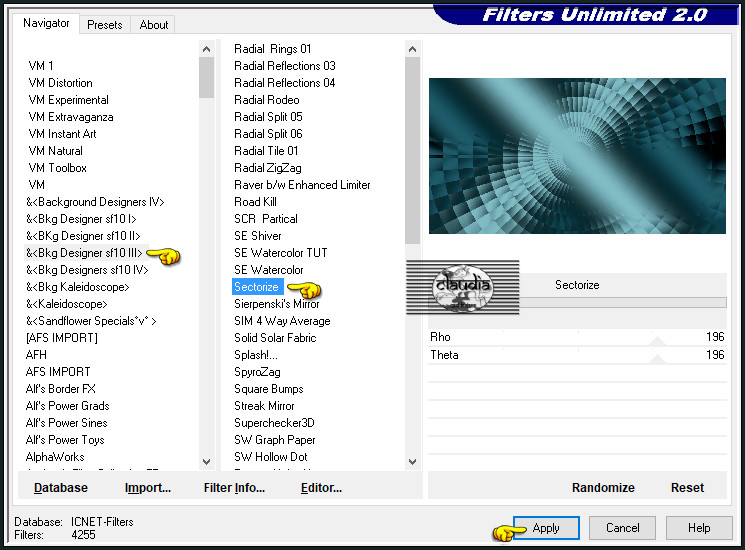 Effecten - Insteekfilters - <I.C.NET Software> - Filters Unlimited 2.0 -&<Bkg Designer sf10 III> - Sectorize