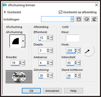 Effecten - 3D-Effecten - Afschuining binnen 