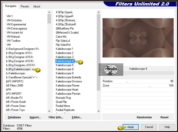 Effecten - Insteekfilters - <I.C.NET Software> - Filters Unlimited 2.0 - &<BKg Kaleidoscope> - Kaleidoscope 4