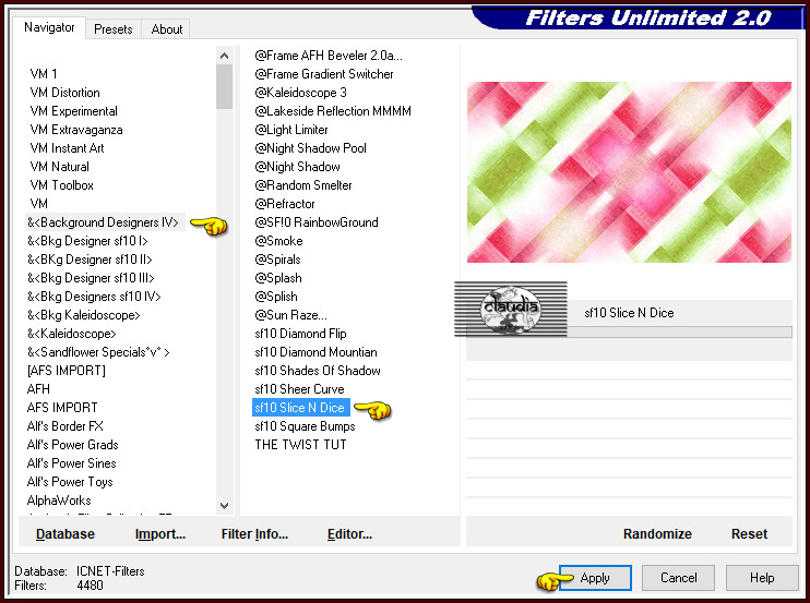 Effecten - Insteekfilters - <I.C.NET Software> - Filters Unlimited 2.0 -&<Background Designers IV> - sf10 Slice N Dice