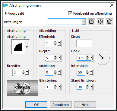 Effecten- 3D-Effecten - Afschuining binnen