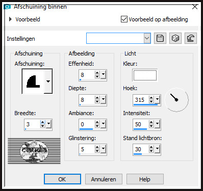 Effecten - 3D-Effecten - Afschuining binnen