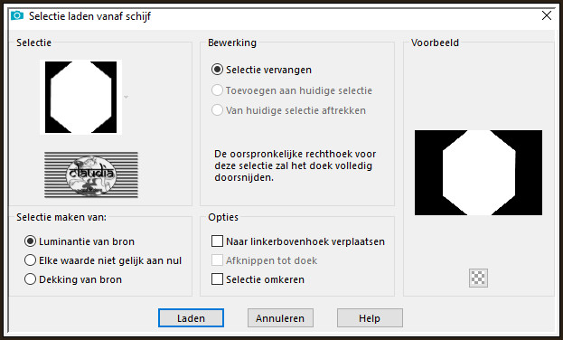 Selecties - Selectie laden/opslaan - Selectie laden vanaf schijf