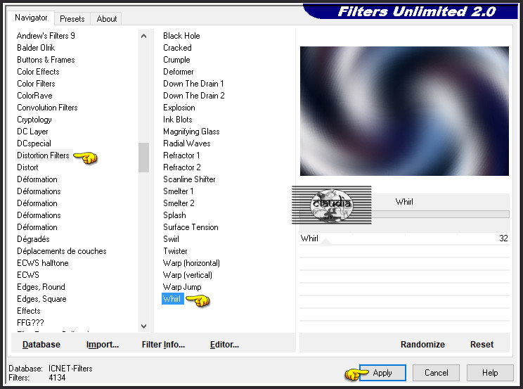 Effecten - Insteekfilters - <I.C.NET Software> - Filters Unlimited 2.0 - Distortion Filters - Whirl