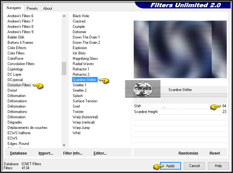 Effecten - Insteekfilters - <I.C.NET Software> - Filters Unlimited 2.0 - Distortion Filters - Scanline Shifter