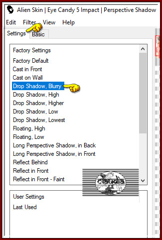 Effecten - Insteekfilters - Alien Skin Eye Candy 5 : Impact - Perspective Shadow :