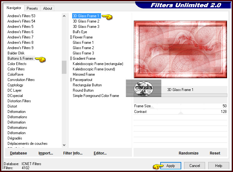 Effecten - Insteekfilters - <I.C.NET Software> - Filters Unlimited 2.0 - Buttons & Frames - 3D Glass Frame 1