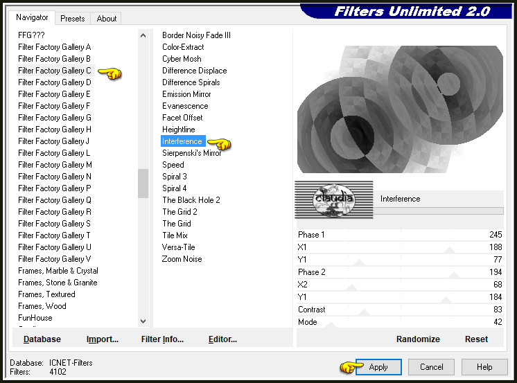 Effecten - Insteekfilters - <I.C.NET Software> - Filters Unlimited 2.0 - Filter Factory Gallery C - Interference