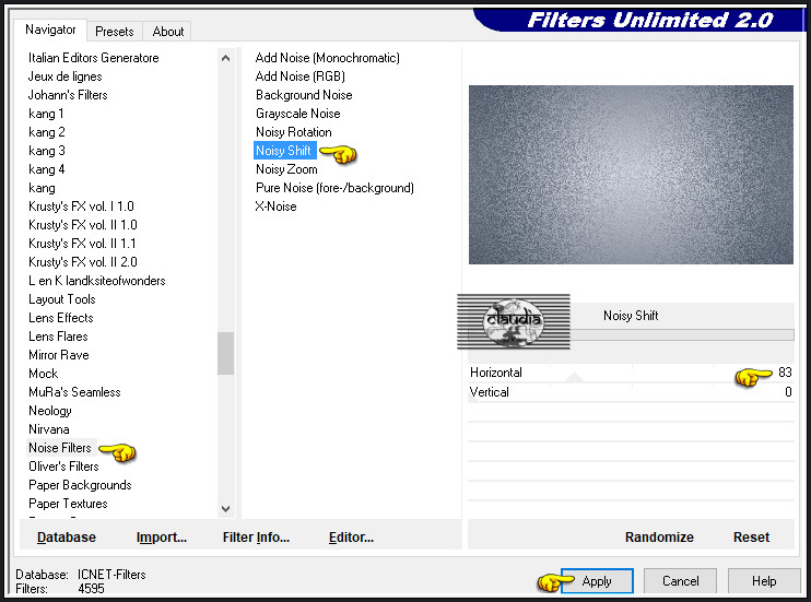 Effecten - Insteekfilters - <I.C.NET Software> - Filters Unlimited 2.0 - Noise Filters - Noisy Shift