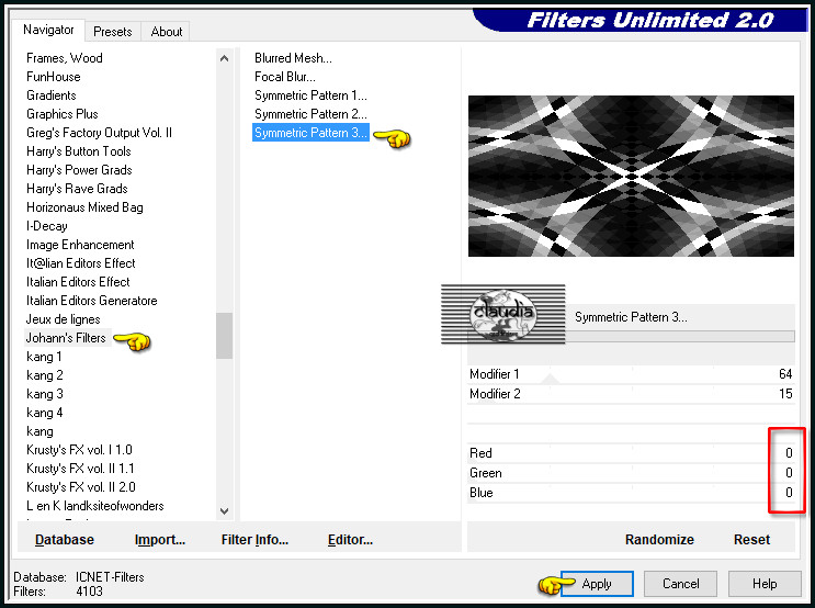 Effecten - Insteekfilters - <I.C.NET Software> - Filters Unlimited 2.0 - Johann's Filters - Symmetric Pattern 3