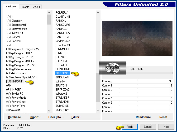 Effecten - Insteekfilters - <I.C.NET Software> - Filters Unlimited 2.0 - [AFS IMPORT] - SIERPENS