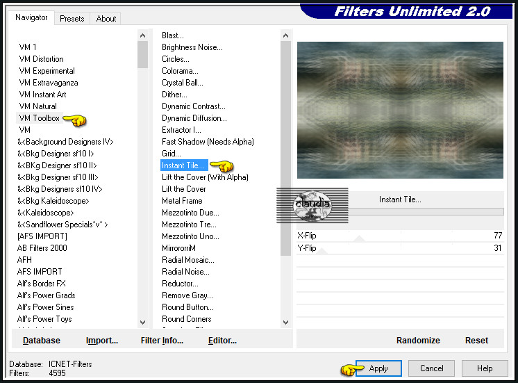 Effecten - Insteekfilters - <I.C.NET Software> - Filters Unlimited 2.0 - VM Toolbox - Instant Tile