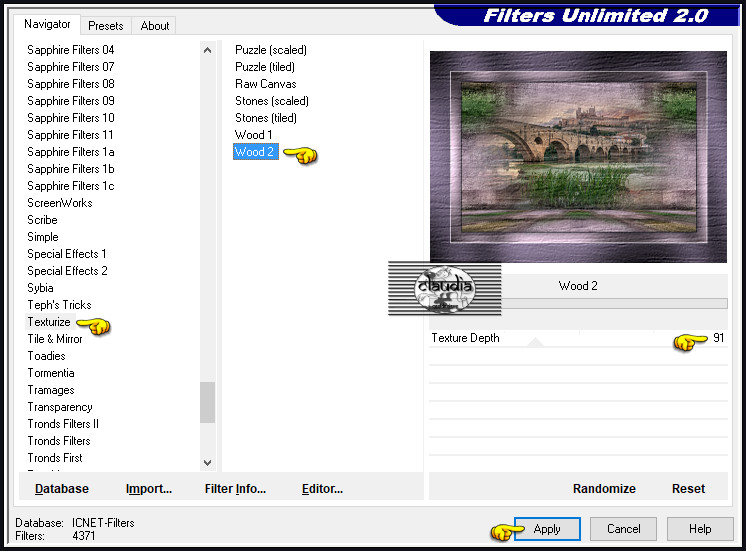 Effecten - Insteekfilters - <I.C.NET Software> - Filters Unlimited 2.0 - Texturize - Wood 2