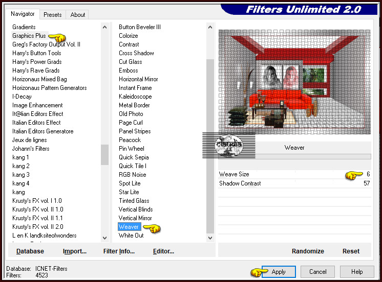 Effecten - Insteekfilters - <I.C.NET Software> - Filters Unlimited 2.0 - Graphics Plus - Weaver