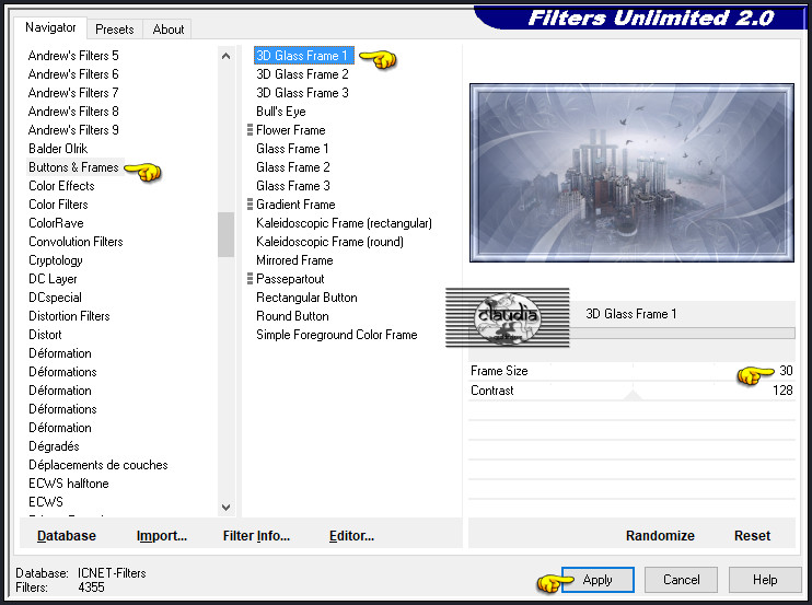 Effecten - Insteekfilters - <I.C.NET Software> - Filters Unlimited 2.0 - Buttons & Frames - 3D Glass Frame 1