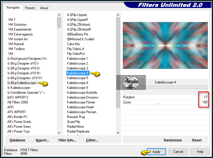 Effecten - Insteekfilters - <I.C.NET Software> - Filters Unlimited 2.0 - &<BKg Kaleidoscope> - Kaleidoscope 4
