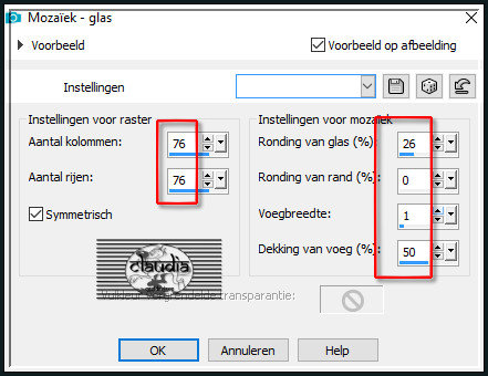 Effecten - Textuureffecten - Mozaïek - glas