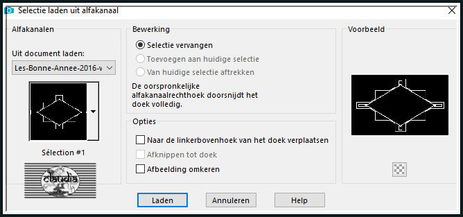 Selecties - Selectie laden/opslaan - Selectie laden uit alfakanaal : Sélection #1