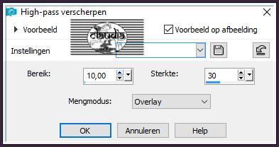 Aanpassen - Scherpte - High-pass verscherpen