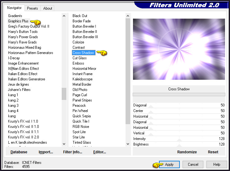 Effecten - Insteekfilters - <I.C.NET Software> - Filters Unlimited 2.0 - Graphics Plus - Cross Shadow