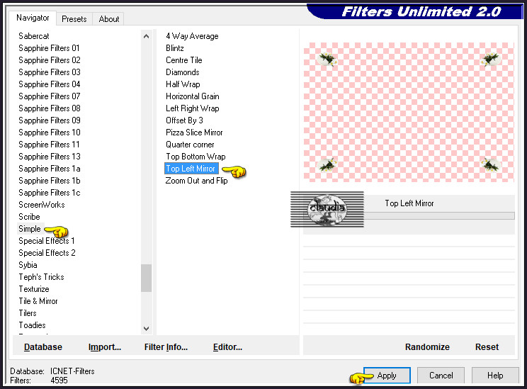 Effecten - Insteekfilters - <I.C.NET Software> - Filters Unlimited 2.0 - Simple - Top Left Mirror