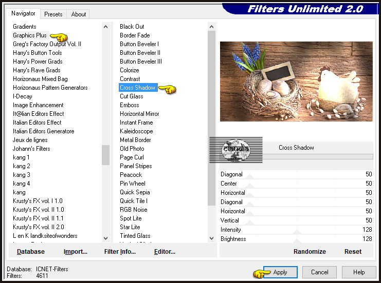 Effecten - Insteekfilters - <I.C.NET Software> - Filters Unlimited 2.0 - Graphics Plus - Cross Shadow