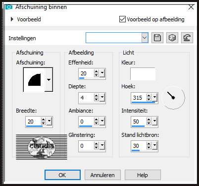 Effecten - 3D-Effecten - Afschuining binnen