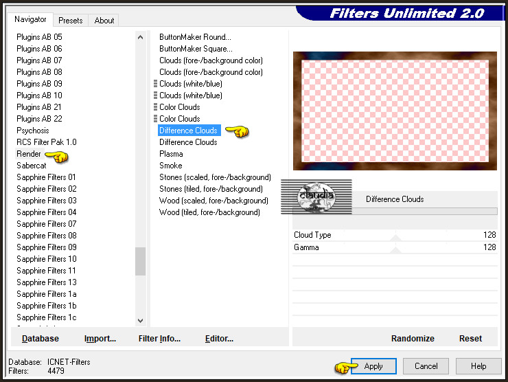 Effecten - Insteekfilters - <I.C.NET Software> - Filters Unlimited 2.0 - Render - Difference Clouds