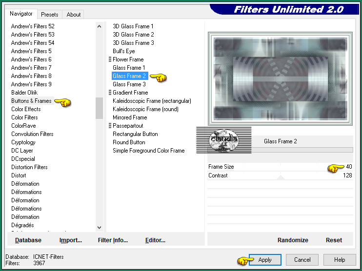 Effecten - Insteekfilters - <I.C.NET Software> - Filters Unlimited 2.0 - Buttons & Frames - Glass Frame 2