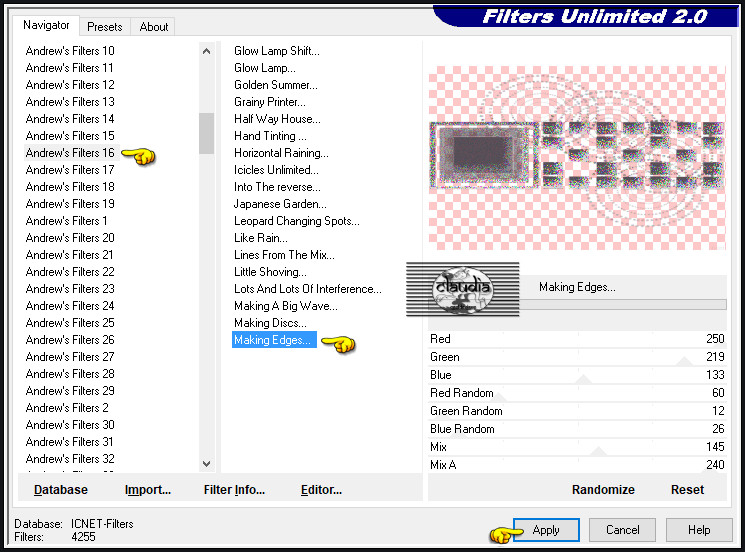 Effecten - Insteekfilters - <I.C.NET Software> - Filters Unlimited 2.0 - Andrew's Filter 16 - Making Edges