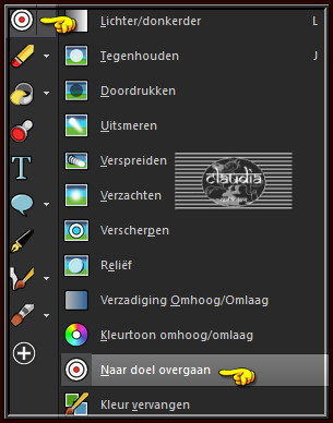 Kleur het element in of gebruik het Gereedschap "Naar doel overgaan"