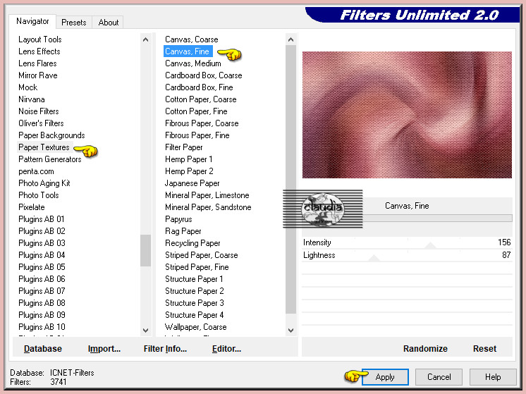 Effecten - Insteekfilters - <I.C.NET Software> - Filters Unlimited 2.0 - Paper Textures - Canvas, Fine