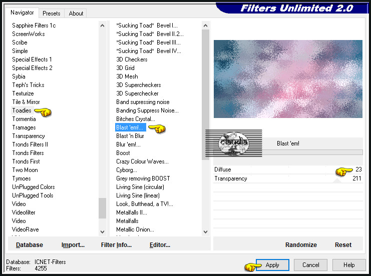 Effecten - Insteekfilters - <I.C.NET Software> - Filters Unlimited 2.0 - Toadies - Blast'em!
