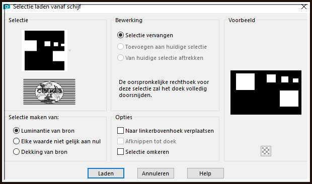 Selecties - Selectie laden/opslaan - Selectie laden vanaf schijf