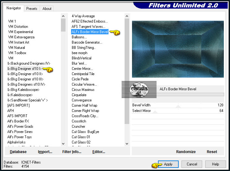 Effecten - Insteekfilters - <I.C.NET Software> - Filters Unlimited 2.0 - &<Bkg Designer sf10 I> - ALFs Border Mirror Bevel