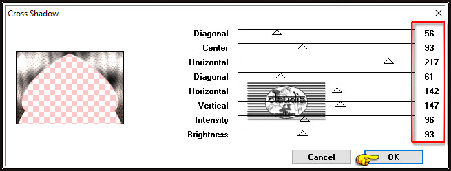 Effecten - Insteekfilters - Graphics Plus - Cross Shadow