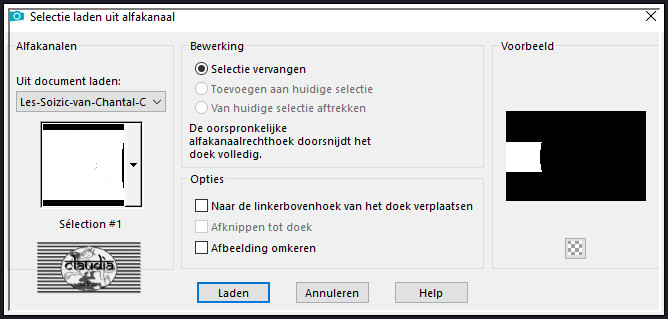 Selecties - Selectie laden/opslaan - Selectie laden uit alfakanaal : Sélection #1