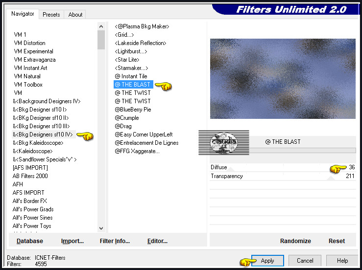 Effecten - Insteekfilters - <I.C.NET Software> - Filters Unlimited 2.0 - &<BKg Designers sf10 IV> - @THE BLAST