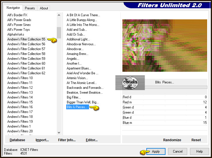 Effecten - Insteekfilters - <I.C.NET Software> - Filters Unlimited 2.0 - Andrew's Filter Collection 55 - Blits & Pieces