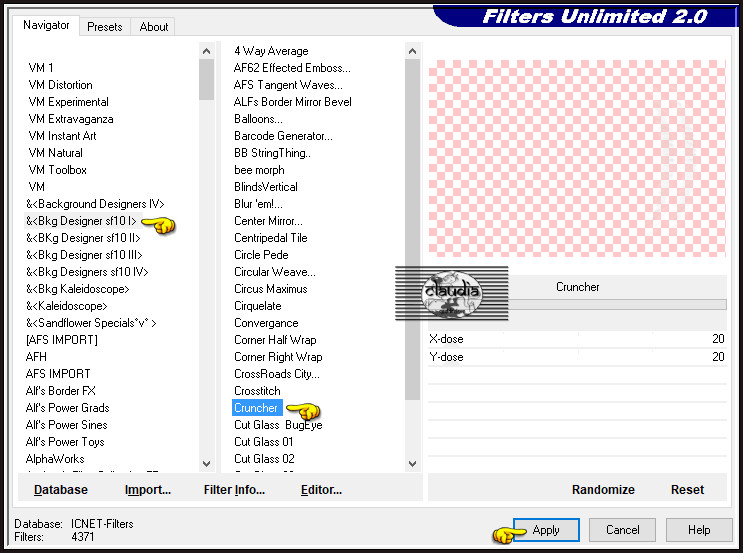 Effecten - Insteekfilters - <I.C.NET Software> - Filters Unlimited 2.0 -&<Bkg Designer sf10 I> - Cruncher