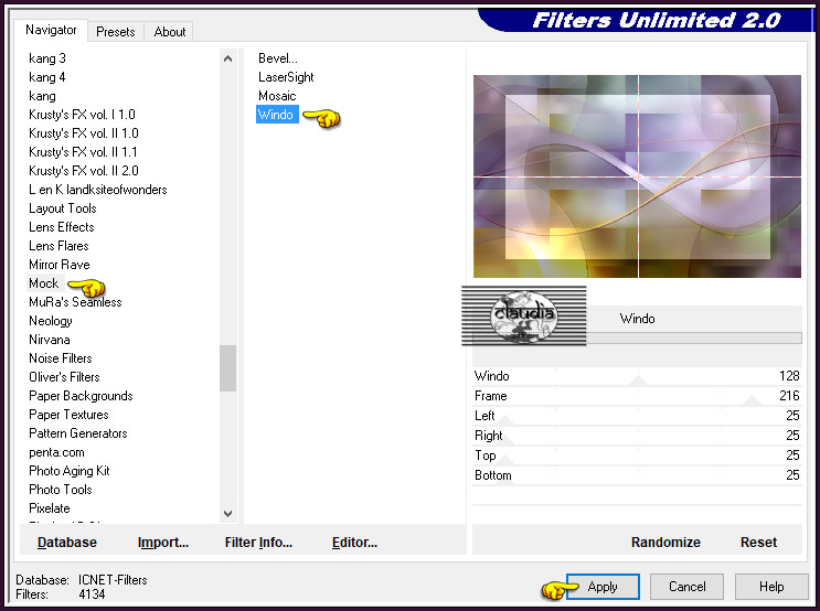 Effecten - Insteekfilters - <I.C.NET Software> - Filters Unlimited 2.0 - Mock - Windo